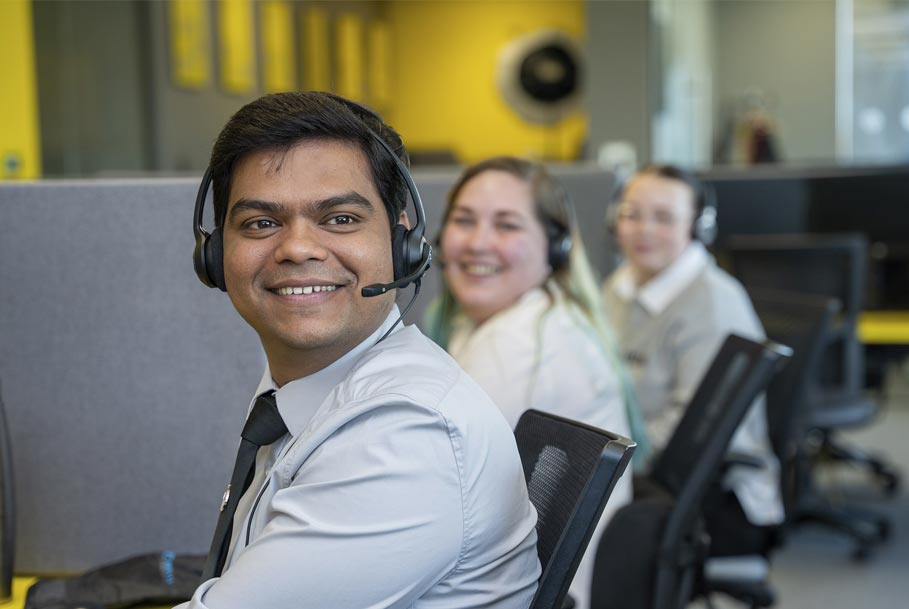 Smiling call centre operator with headset looking at camera – branding photography for Lemon in Teesside