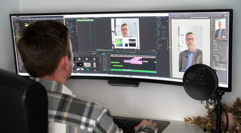 Jamie Kenley editing healthcare professional video content in Teesside studio – post-production and video editing services at Tees Vision Media Stockton