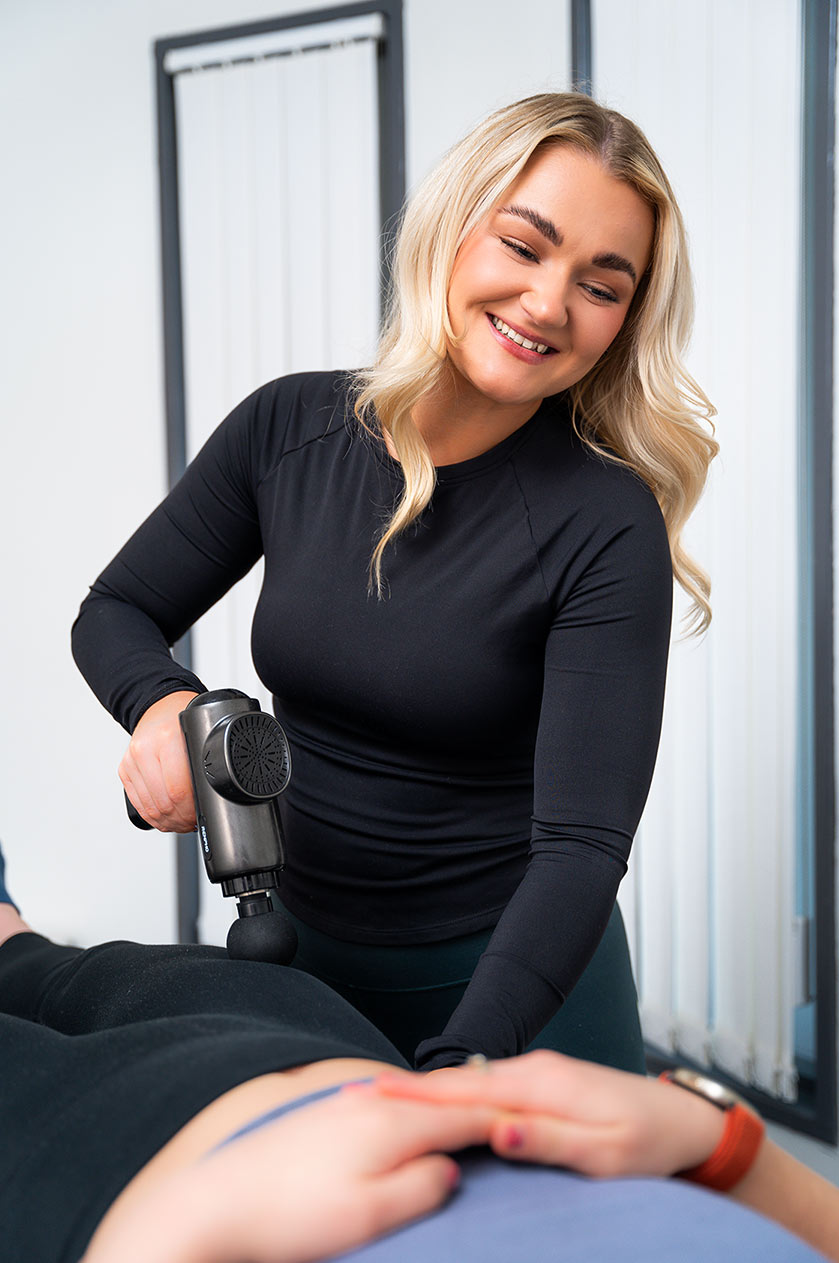 Muscle Recovery and Rehab Support Teesside – Tees Explorer by Tees Vision Media Using a massage gun for muscle recovery and rehabilitation support in Teesside