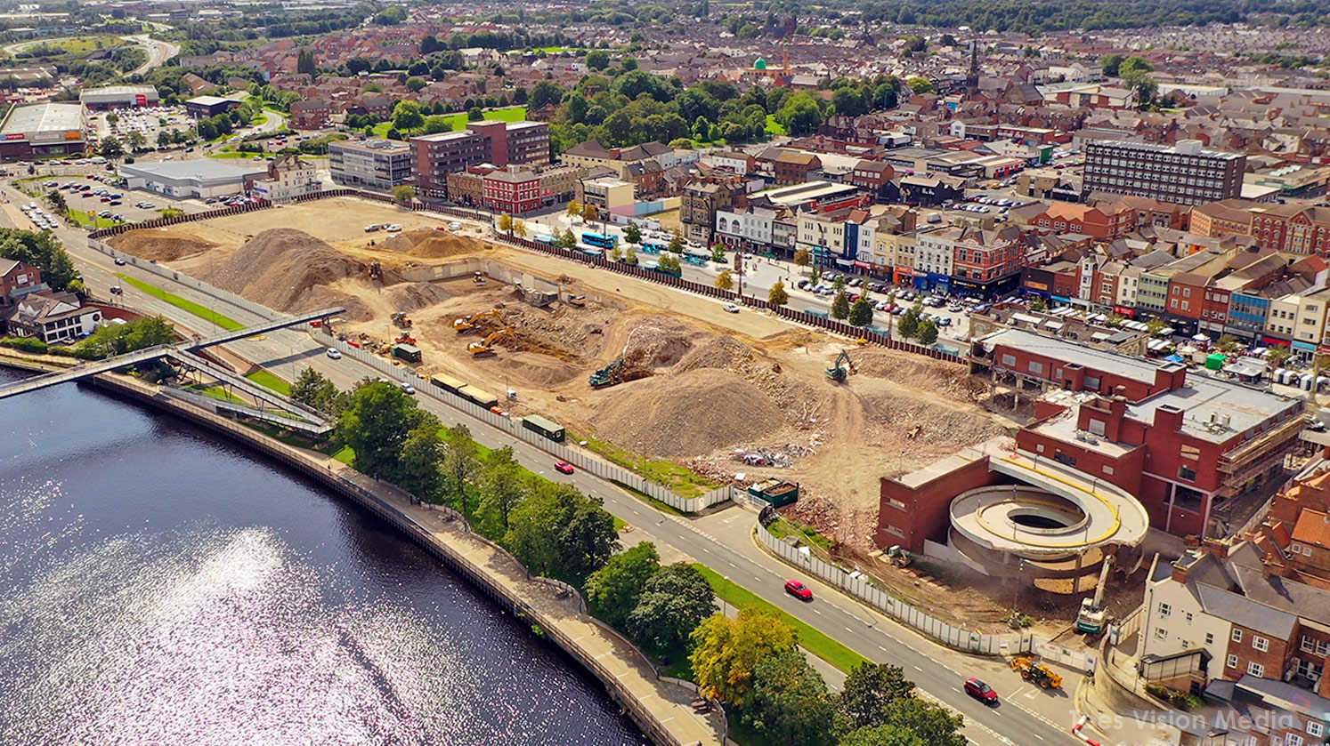 Cleared Castlegate Site Large cleared site after Castlegate demolition with construction beginning