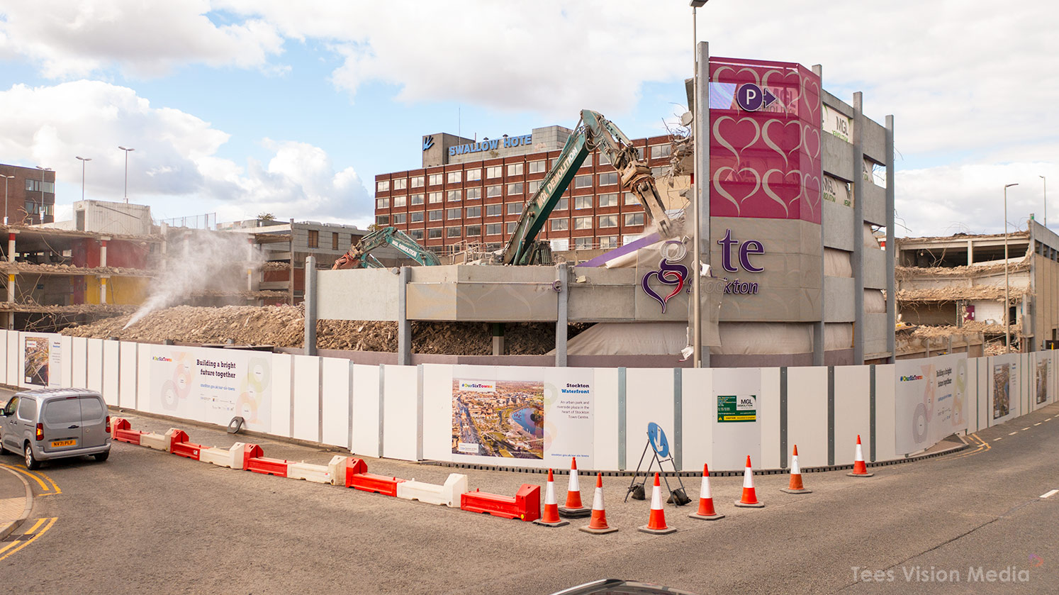 View of Castlegate demolition works from Stockton High Street