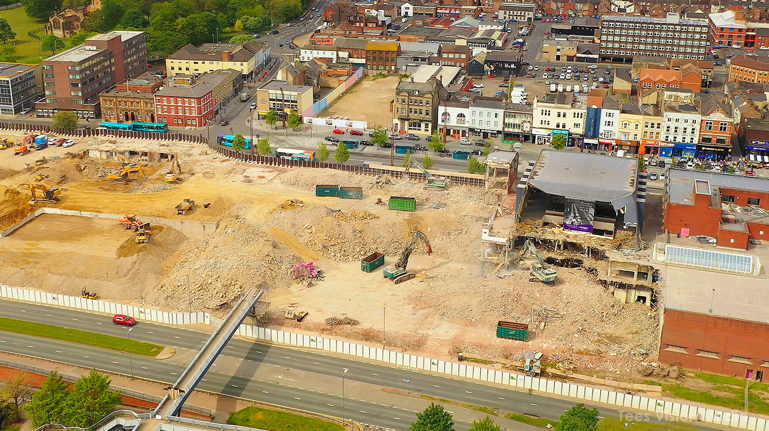 Extensive Demolition Works Wide view of the cleared Castlegate site during redevelopment