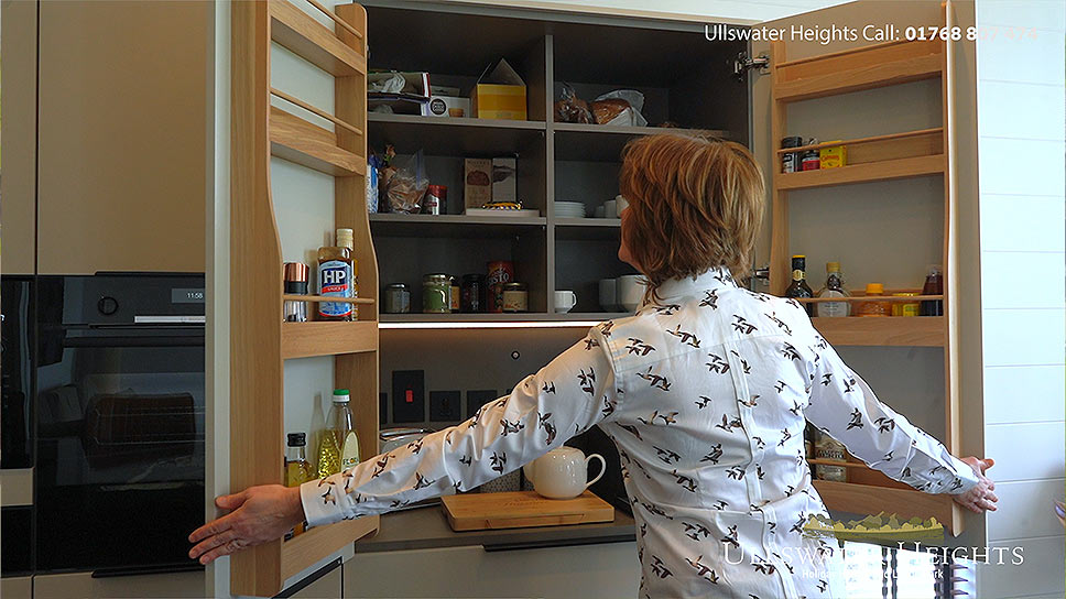 Inside a luxury lodge kitchen at Ullswater Heights showing premium coffee making facilities by Tees Vision Media