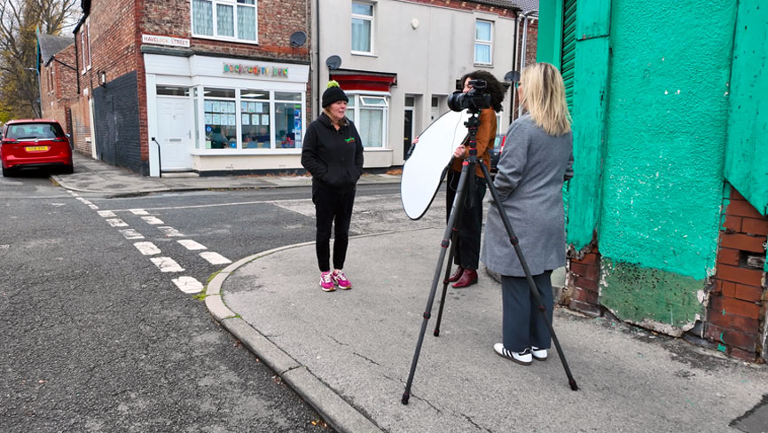 Corporate interview camera setup on location in Stockton-on-Tees by Tees Vision Media